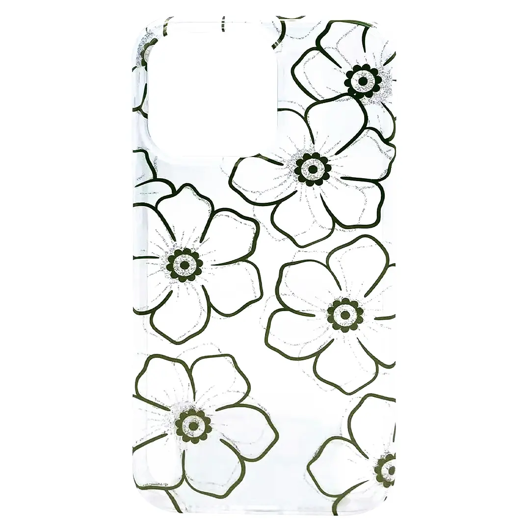 iPhone 16 Plus Designed Case Gold and Sliver Floral Harmony